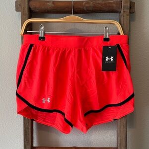 Under Armour Women's Neon Orange Athletic Shorts with Black Trim